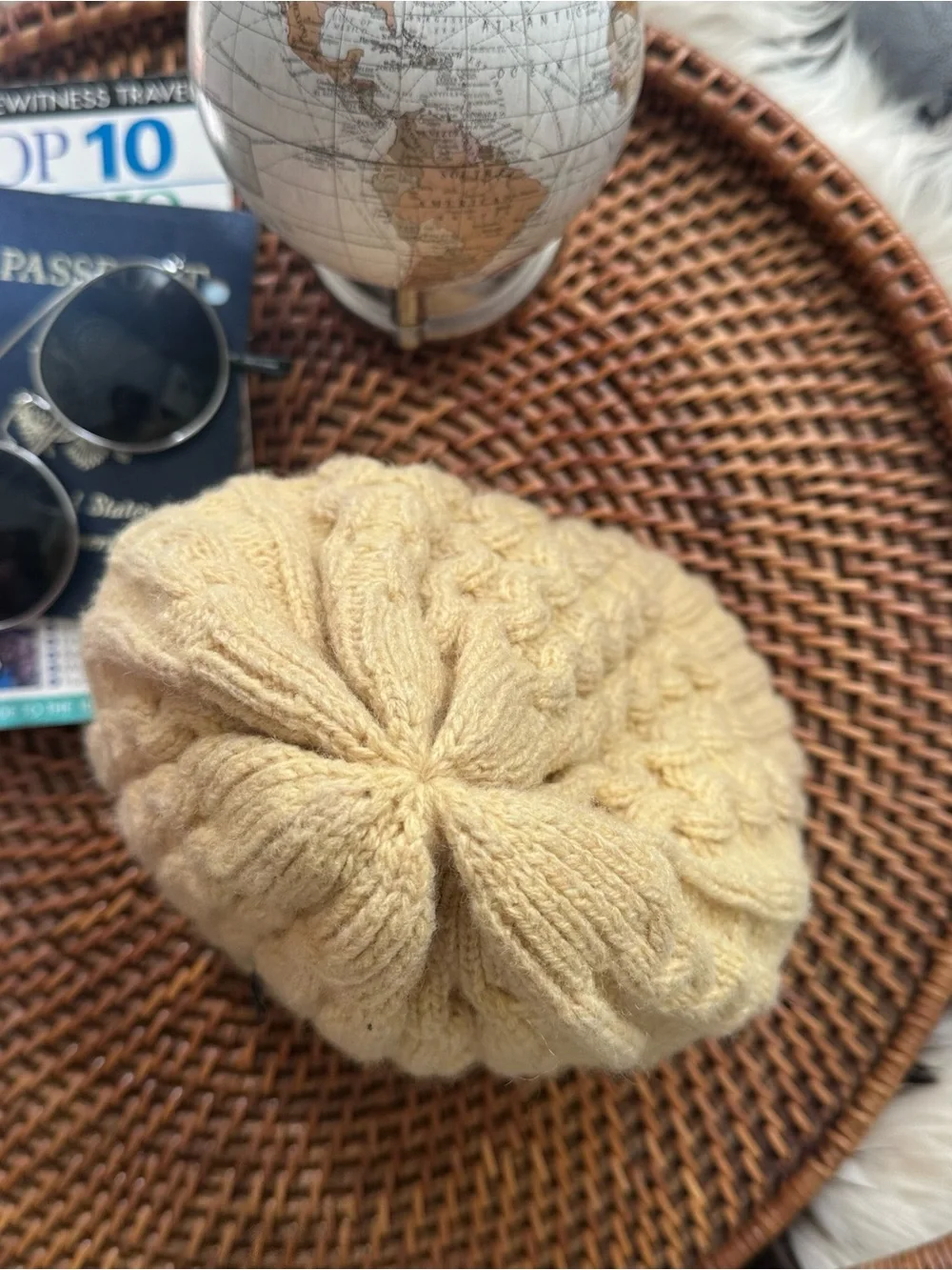 Patagonia Wool Blend Cable Knit Beanie Mustard Yellow One Size